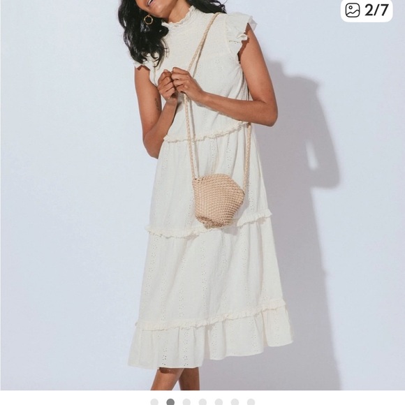 Cleobella smocked Linda eyelet midi dress Cottagecore bachelorette bridal sz S - Picture 2 of 16